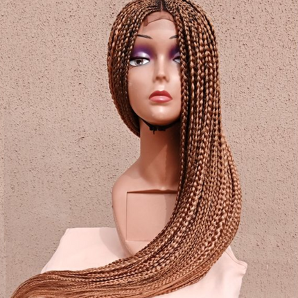 Ghana Box Braid Wig With Swiss Lace Closure (28 Inches