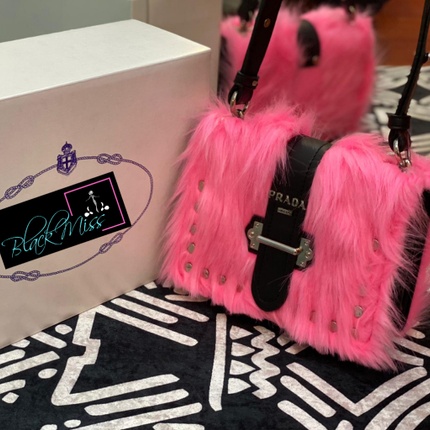 Prada Fluff Bag (Pink/Black) - BlackMiss Boutique | Flutterwave Store