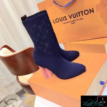 Louis Vuitton Silhouette Socks Ankle Boots (Blue) - BlackMiss Luxury