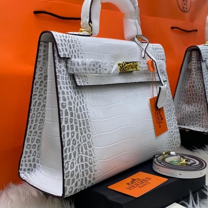 Herm s Croc Inspired Kelly Bag White Omahs World Flutterwave