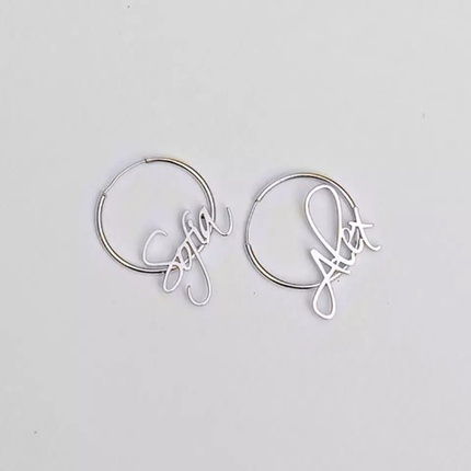 Nameplate on sale hoop earrings