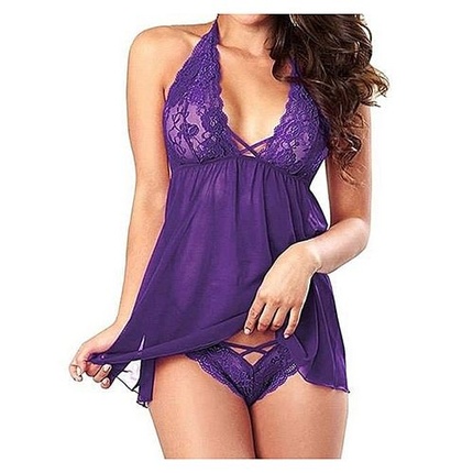 Hot Sexy Ladies Lingerie Babydoll Nightwear - Purple - CheapShop
