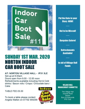 LAST WINTER INDOOR CAR-BOOT SALE THIS Sunday, March 1st