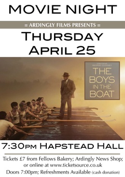 Our most recent film was ’The Boys in the Boat’ and was on Thursday, April 25th.
