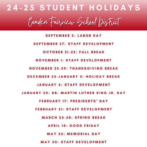 24-25 student holidays