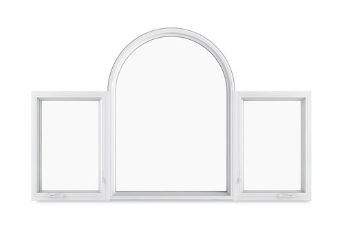 Replacement Fiberglass Casement Window with round top picture three-wide mull