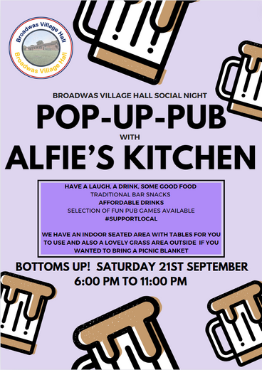 CANCELLED - September BVH's Pop - Up - Pub with Alfie's Kitchen