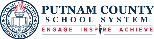 The logo of the Putnam County Board of Education, serving Algood, Baxter, Cookeville, and Monterey, Tennessee. Putnam County School System. Engage, Inspire, Achieve.