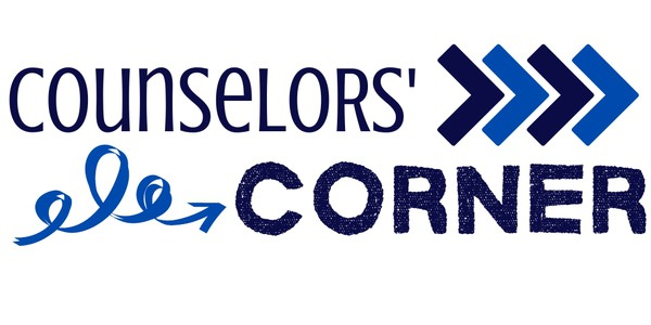 Counselors' corner with blue and navy arrows