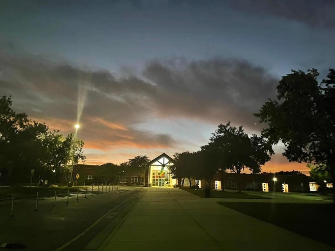 Rocky River school at sunset