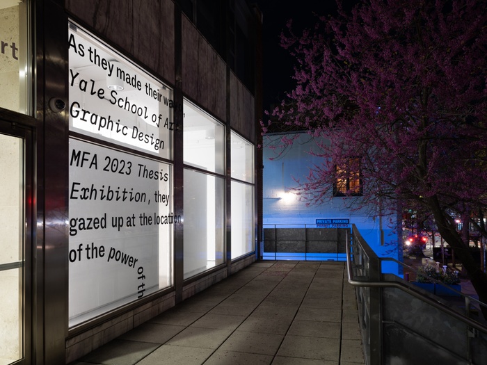 Installation image of the 2023 MFA Thesis Exhibition in Graphic Design, "As they made their way out,"