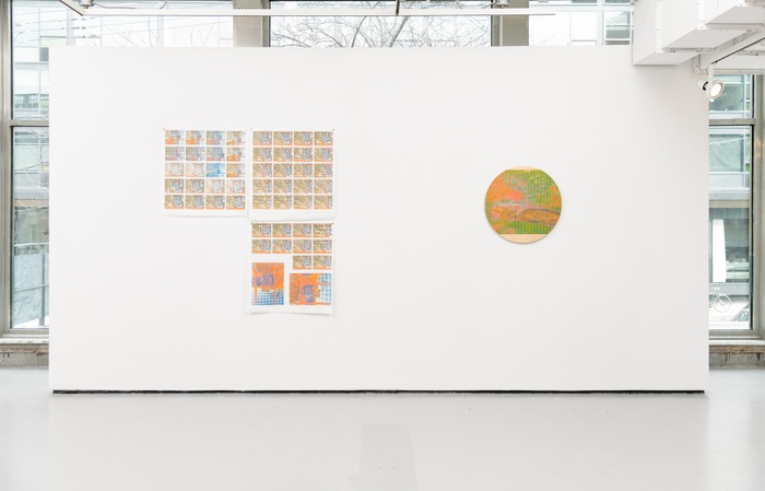 Installation image of Part II of the 2024 Painting/Printmaking MFA thesis exhibition.
