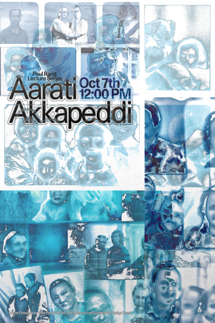 Poster for Aarati Akkapeddi's lecture in Graphic Design on Oct. 7 at noon