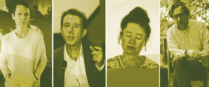 Profile images of the four 2017-18 Hayden Distinguished Fellows: Carol Bove, Peter Osborne, Hito Steyerl, and Richard Hawkins.