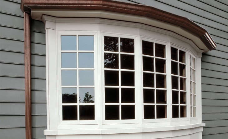 exterior white bow window