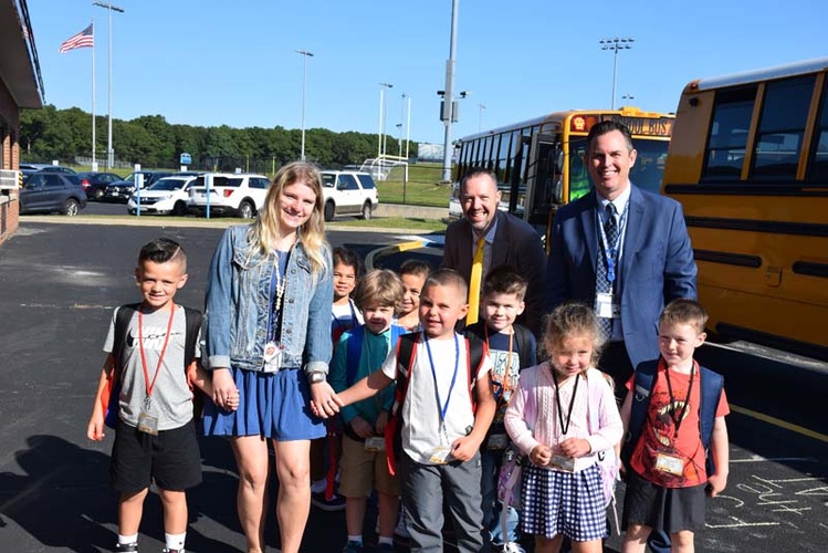 Students arrive on the first day