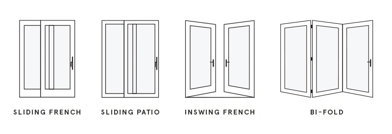 line drawings of replacement patio doors