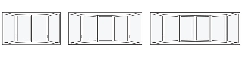 line drawing of interior bow window