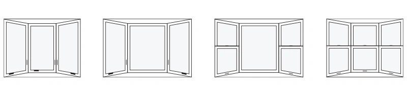 line drawing of interior bay window