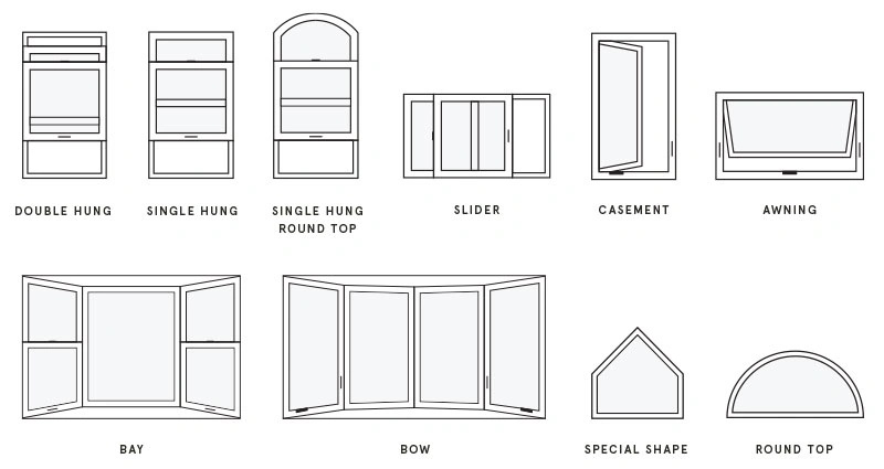 Drawing of Infinity Window product options