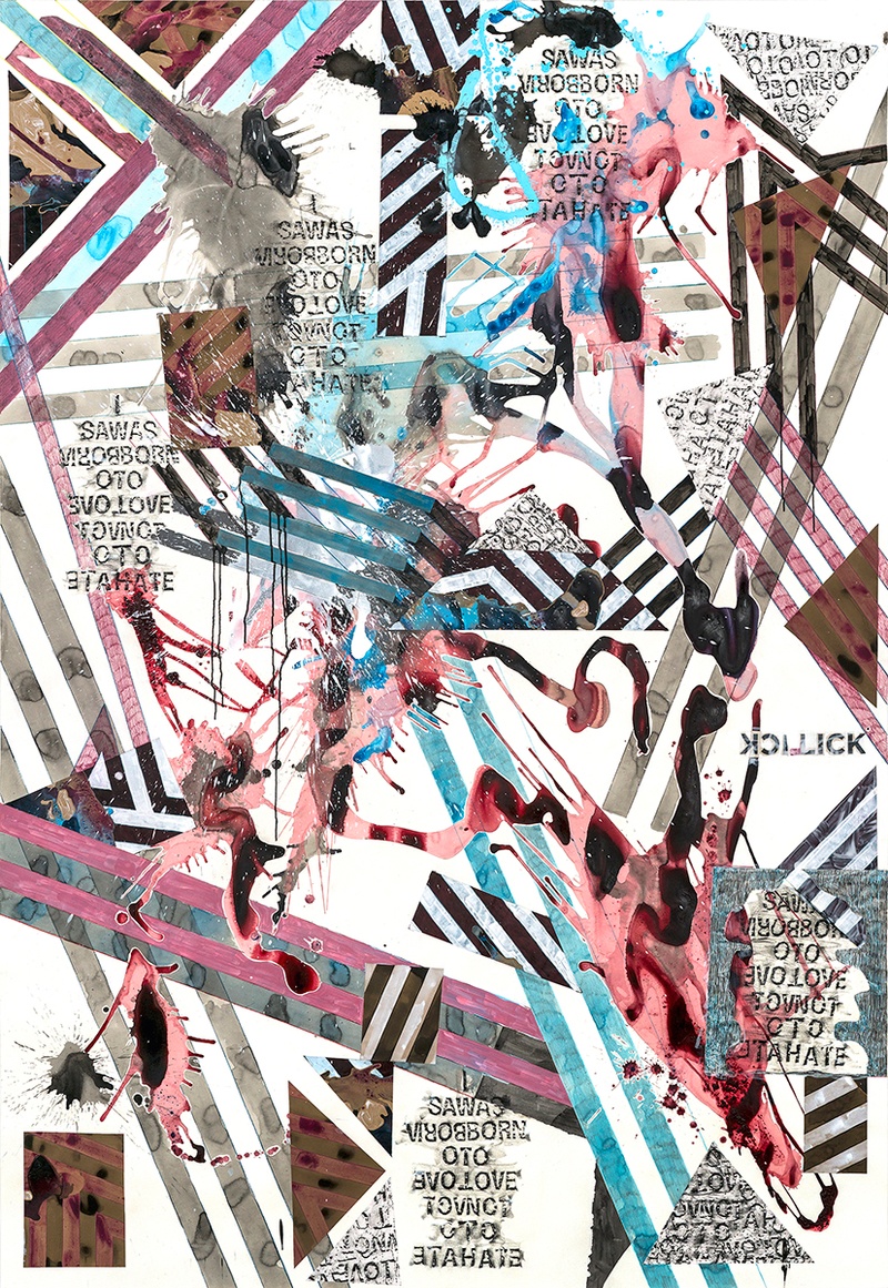 AG-003_Alexandra Grant, Antigone 3000 (1), 2018, Collage, wax rubbing, acrylic paint and ink, sumi ink and colored pencil on paper, 106 x 72 inches_150dpi.jpg