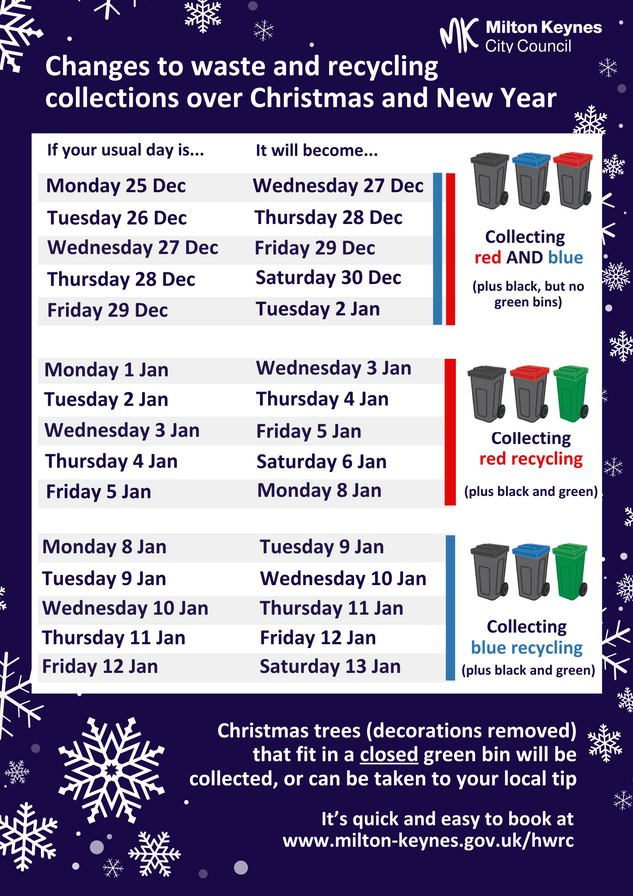 Changes to waste and recycling  collections over Christmas & New Year
