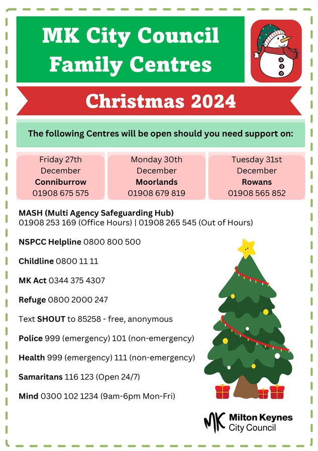 Family Centre Christmas 2024 Opening Times