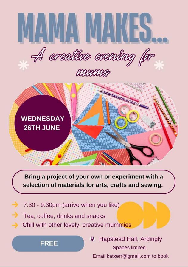 New! Creative Evening for mums on occasional Wednesday or Friday evenings - Mama Makes