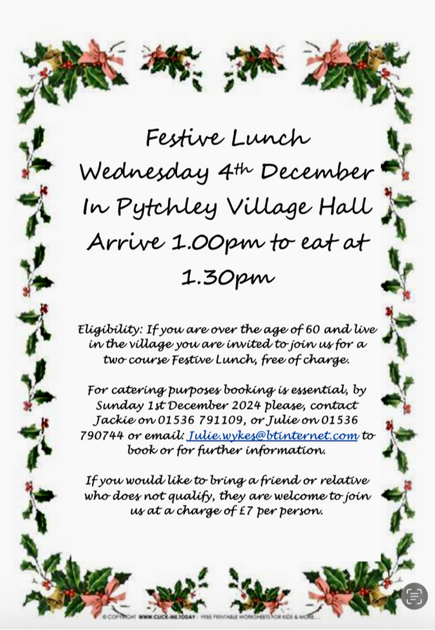 Pytchley Senior’s Festive Lunch