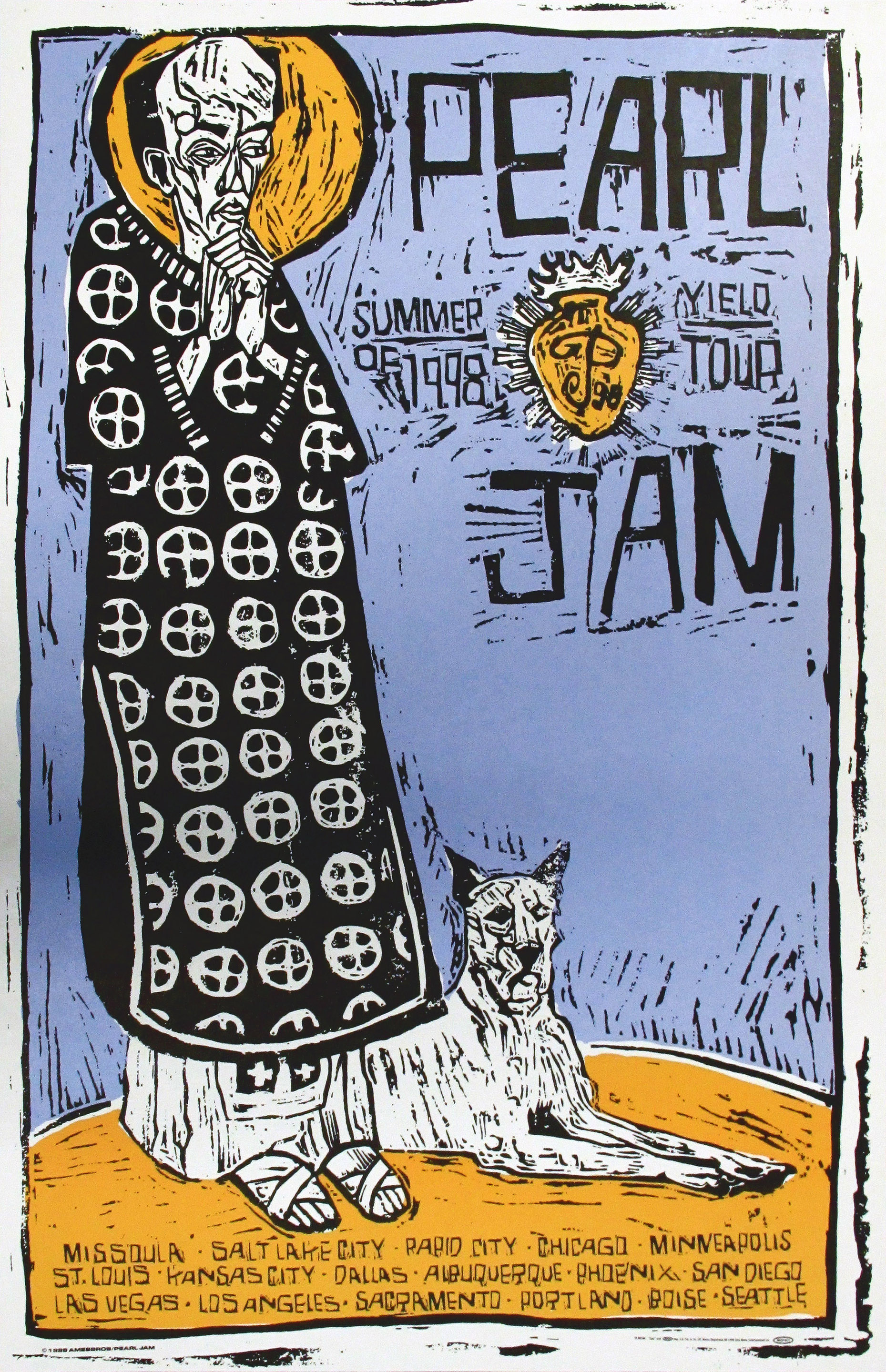 Pearl Jam 1998 Kansas City Concert Poster