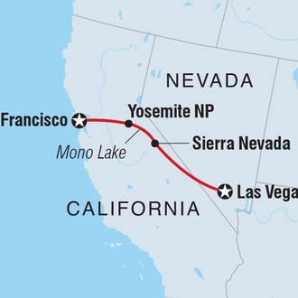 tourhub | Intrepid Travel | Vegas to San Fran | Tour Map