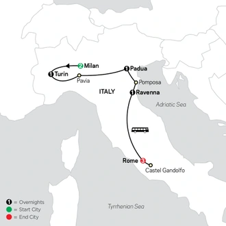 tourhub | Cosmos | Shrines of Northern Italy & Rome - Faith-Based Travel | Tour Map