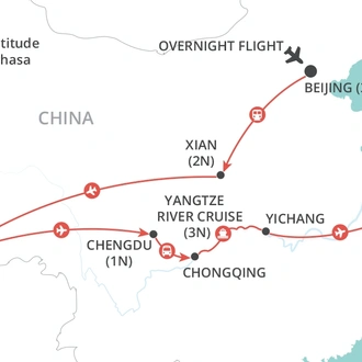 tourhub | Wendy Wu | China & Tibet Discovery | Tour Map