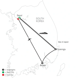 tourhub | Globus | Discover South Korea | Tour Map