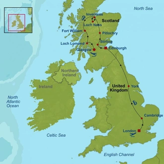 tourhub | Indus Travels | London and Highlights of Scotland | Tour Map