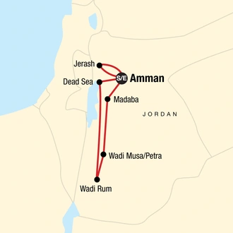 tourhub | G Adventures | Explore Jordan | Tour Map