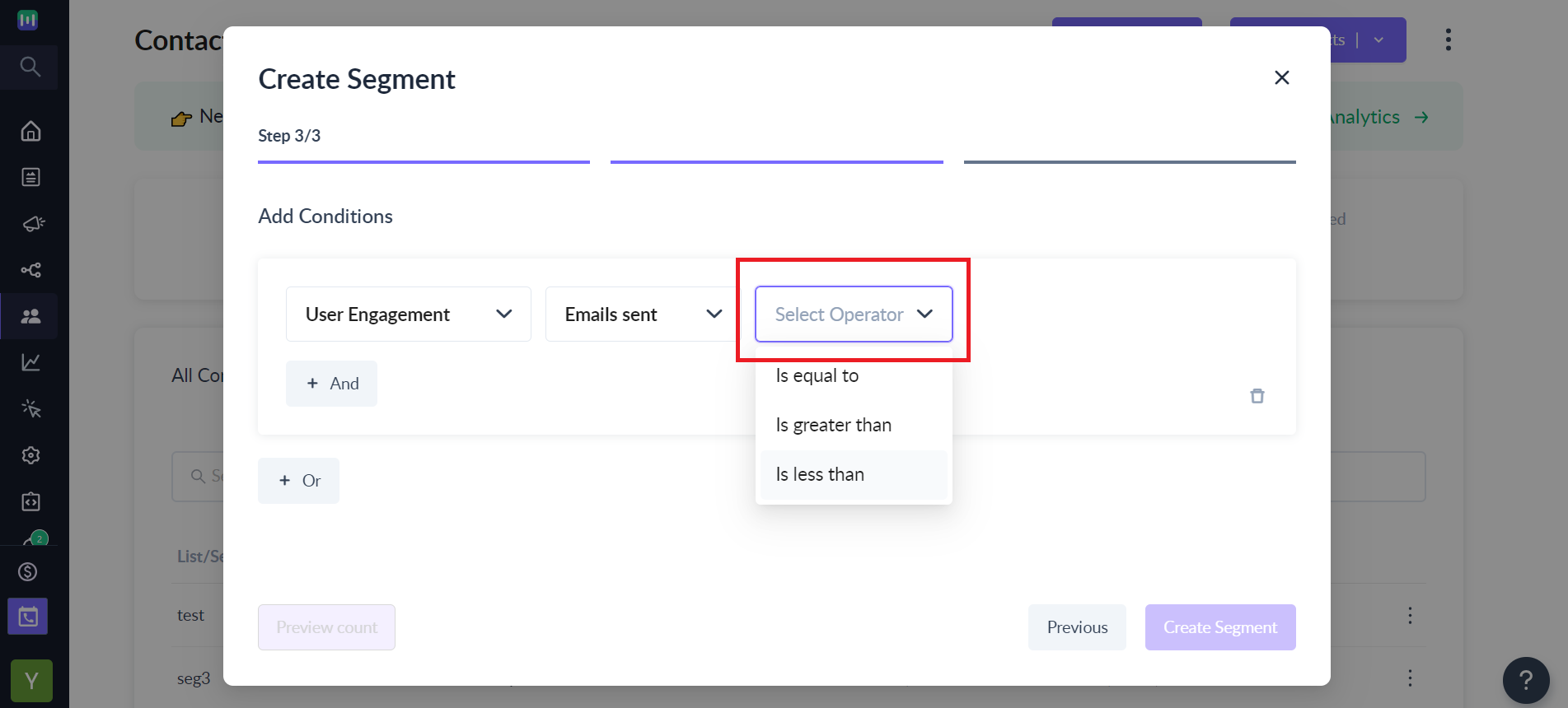 How to segment contacts based on 'User Engagement'?