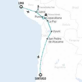 tourhub | Bamba Travel | Andean Air-Expedition 15D/14N (from Santiago) | Tour Map