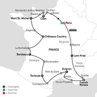 tourhub | Cosmos | Grand Tour of France | Tour Map