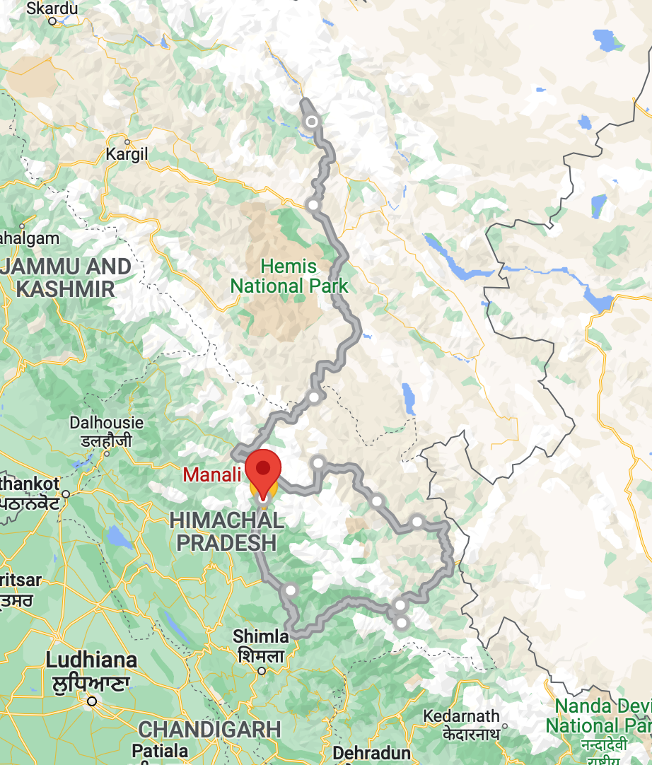 tourhub | Himalayan Saga | Great Himalayan Challenge - 15 days motorcycle tour with 14 days of riding in Himalayas | Tour Map