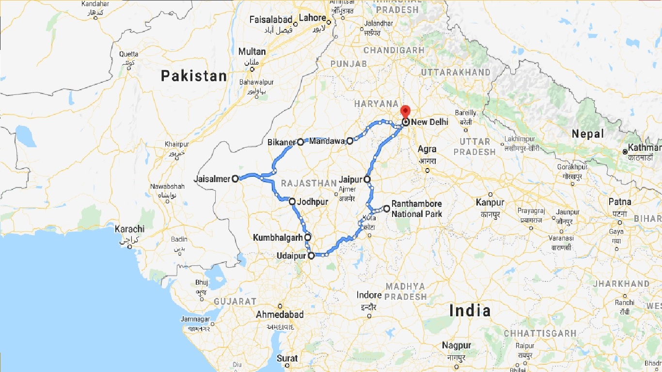 tourhub | Panda Experiences | Heritage Rajasthan Tour | Tour Map