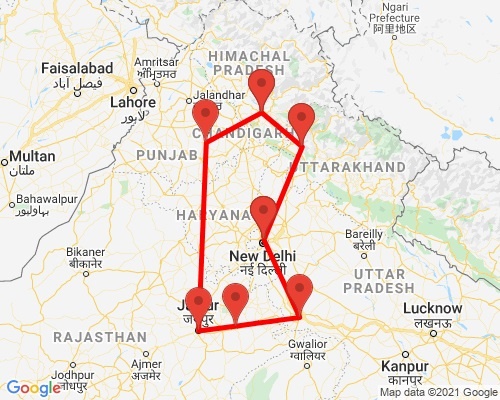 tourhub | Agora Voyages | Golden Triangle & The Colonial Hill | Tour Map