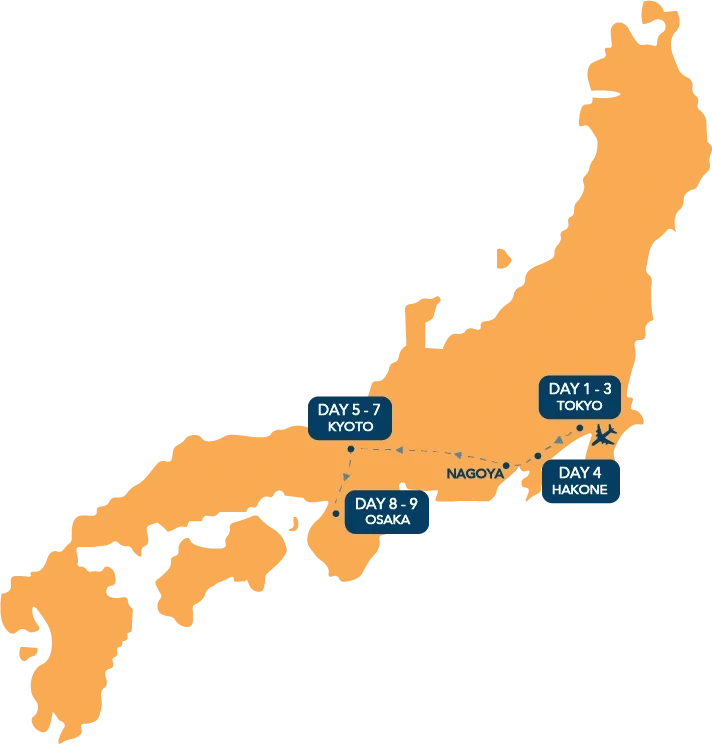 tourhub | One Life Adventures | Japan Essentials 9 Day Tour | Tour Map