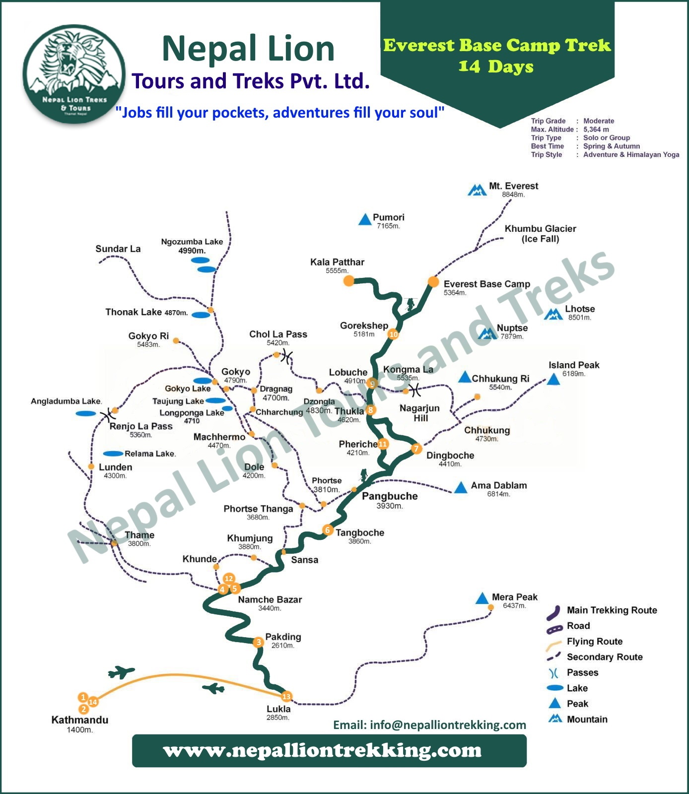 tourhub | Nepal Lion Tours and Treks | 14 Days Everest Base Camp – Kalapathar Trek | Tour Map