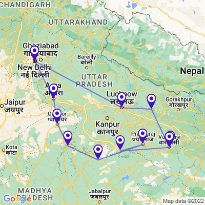 tourhub | Panda Experiences | India Tour with Historical Ayodhya | Tour Map