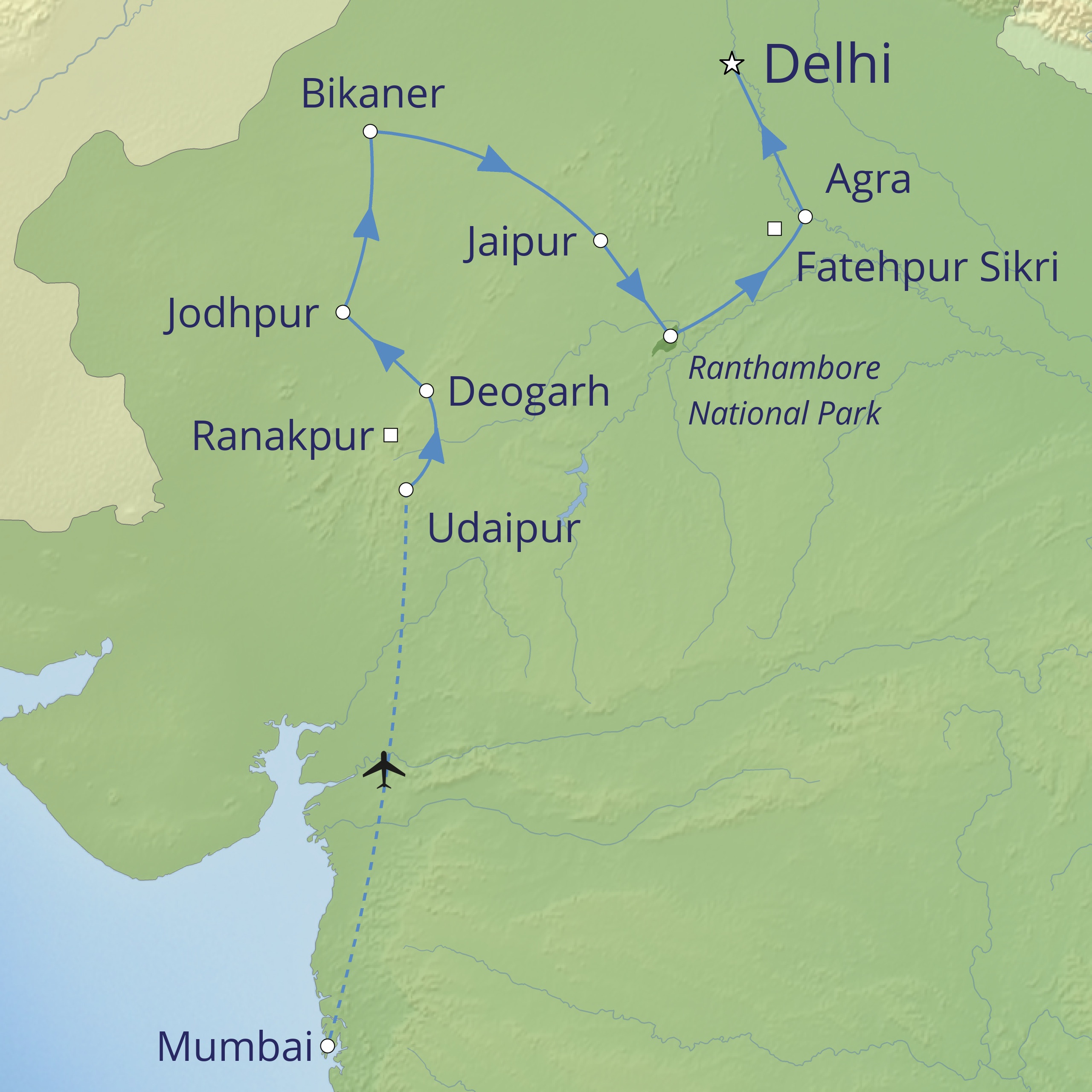 tourhub | Cox & Kings | Passage Through Rajasthan | Tour Map