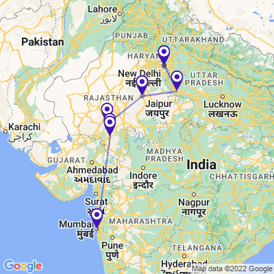 tourhub | UncleSam Holidays | Rajasthan Treasures Tour | Tour Map