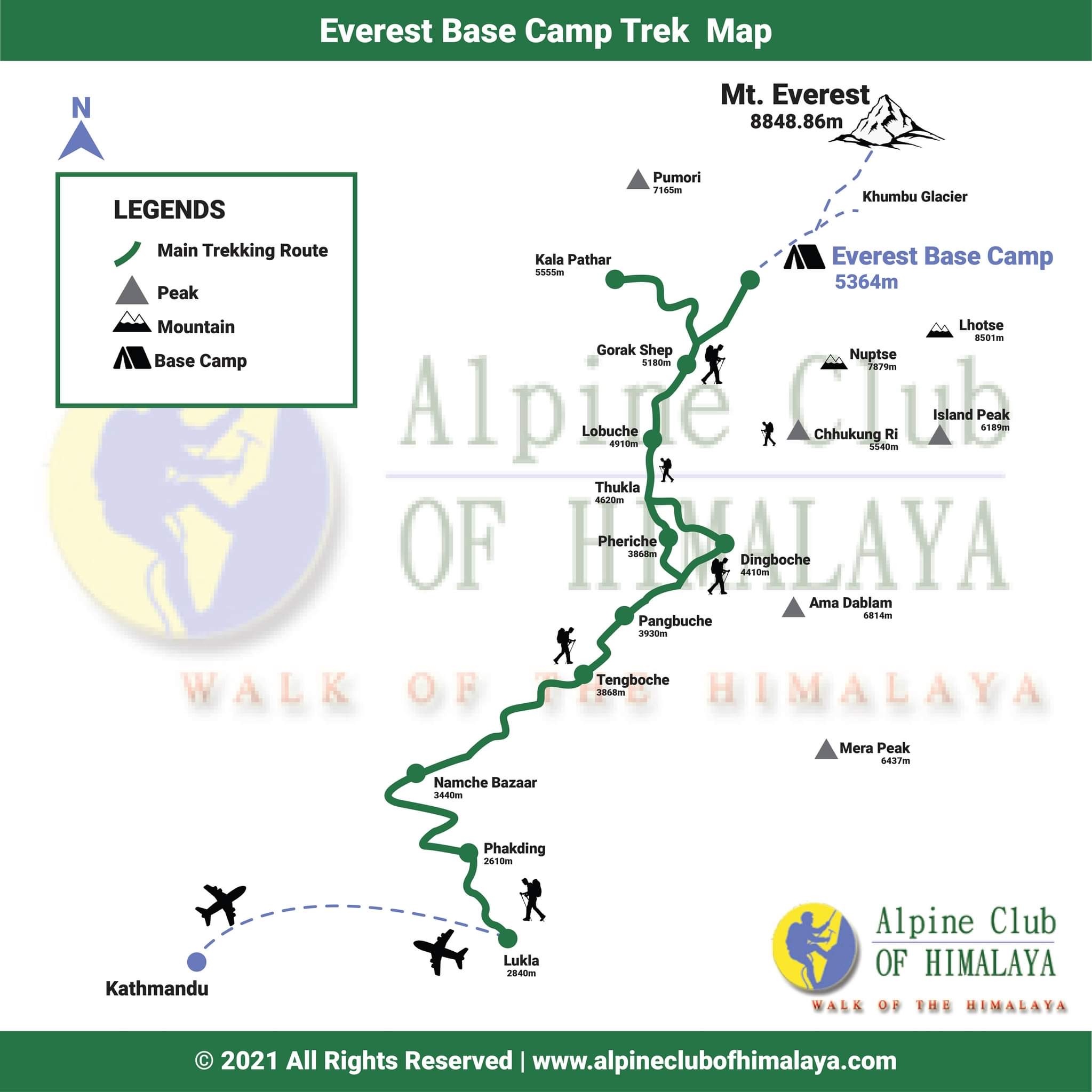 tourhub | Alpine Club of Himalaya | Everest Base Camp Leisurely Trek - 16 Days | Tour Map