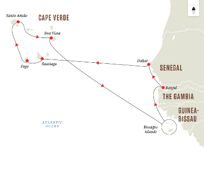 tourhub | HX Hurtigruten Expeditions | West African Archipelago | Cape Verde & Bissagos Island | Tour Map