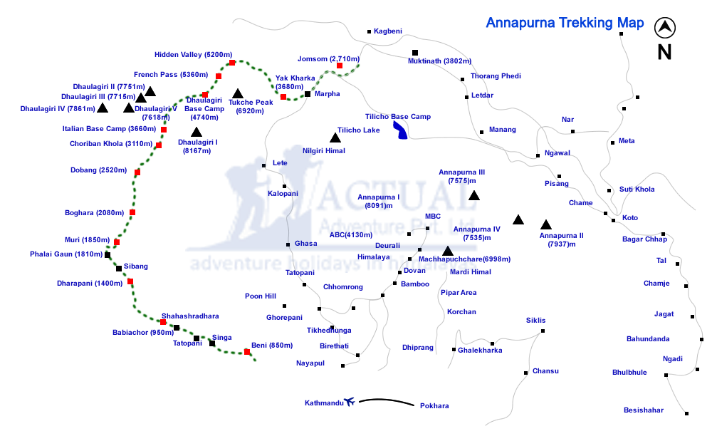tourhub | Actual Adventure | Ghorepani Poon Hill Trek | Tour Map
